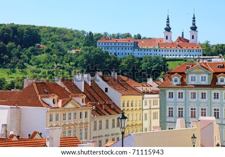 Cityscape of historical Prague center, eastern Europe.