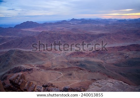 Egypt, Sinai Peninsula, the morning twilight in the Sinai mountains