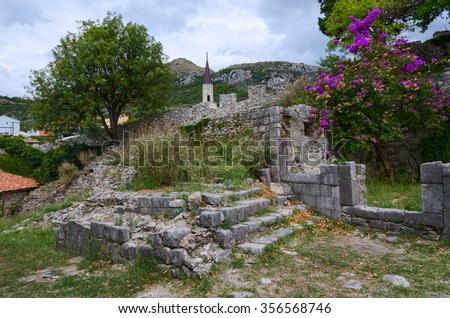 The ruins of an ancient fortress in Old Bar, Montenegro