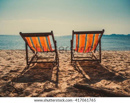 Two pairs of beach For a relaxing day by the sea in the evening