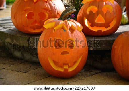 Pumpkin Carving V  /  Overview of our freshly carved pumpkins for Halloween.