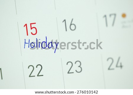 closeup calendar holiday.