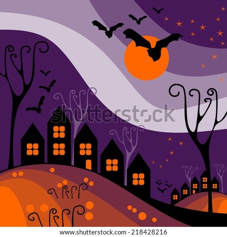 Halloween town, perfect illustration for Halloween holiday.