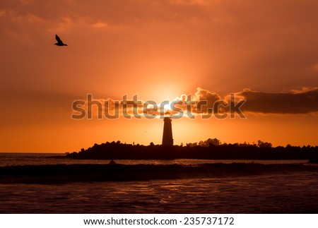 Walton Lighthouse in Santa Cruz CA during Sunset