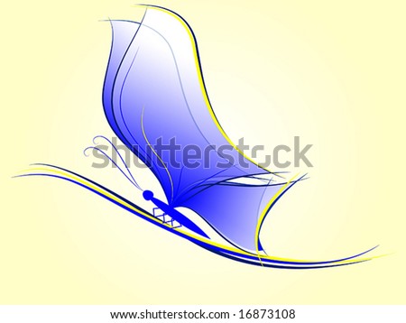 white abstract colorful bright spring two blue butterfl