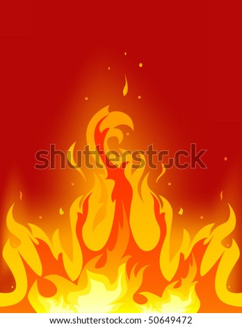 Fire On A Red Background Stock Vector Illustration 50649472 : Shutterstock