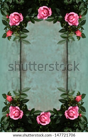 Romantic vintage roses frame background