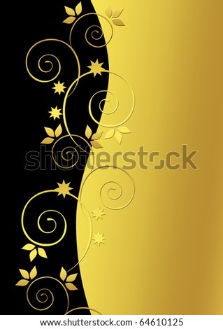 Black and gold background with golden florals