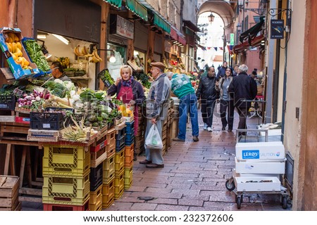 Bologna, Italy - November 18, 2014: Grocery stores in the \