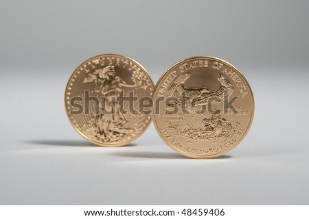Golden eagle gold bullion. Focus on reverse side of the coin