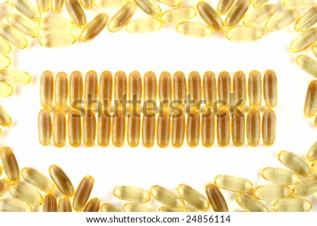 Yellow pills in yellow pills frame