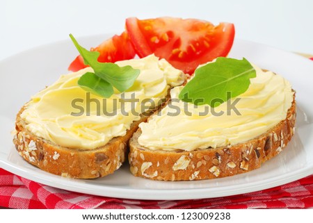 Whole grain bread with butter