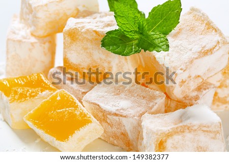 Tasty yellow cubes of turkish delight