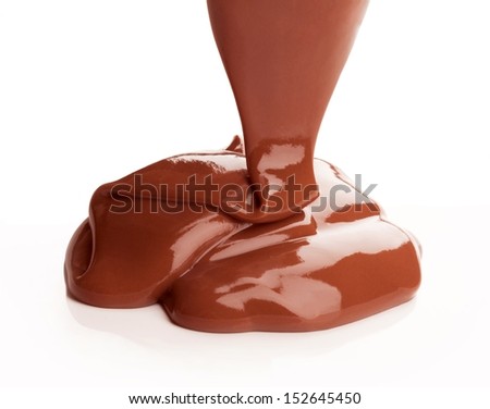 Milk chocolate sauce being poured