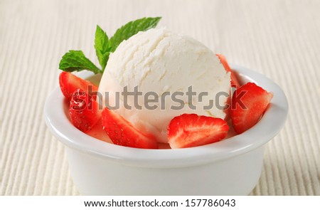Delicious panna cotta with lemon ice cream and fresh raspberries