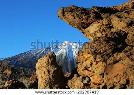 Snow-capped peak of Mount Teide, Tenerife, Canary Islands