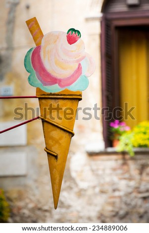 Wall mounted ice cream cone advertising sign
