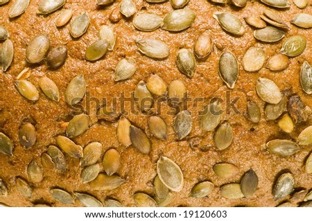 Macro of bread with pumpkin seeds
