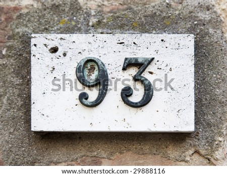 Block number on a wall
