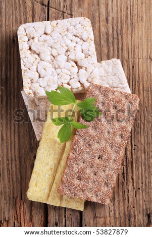 Various types of crisp bread