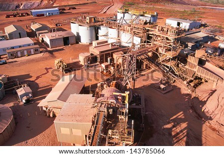 View of Gold Mining processing plant in the desert of Australia