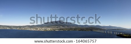 Panoramic view taking in the city of Hobart on the Derwent River, Tasmania, Australia