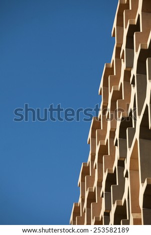 Detail view of modern city architecture with interesting patterns and shapes