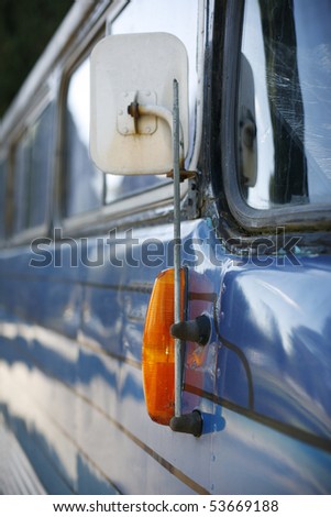 Detail of Beautiful old bus, with curved art deco styling
