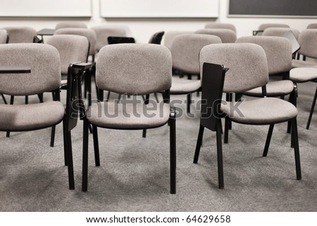 Interior of College or University Classroom with chairs