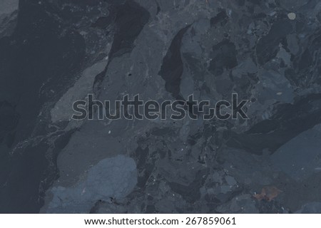 Water pollution, oil surface on river