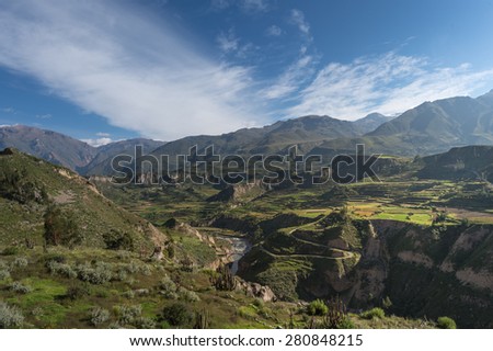 Beautiful Natural view from The Colca Canyon, the deepest canyon, Arequipa, Peru