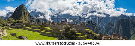 Panorama : Machu Picchu, Unesco World Heritage site and New 7 Wonder of the world, Cusco, Peru, South America