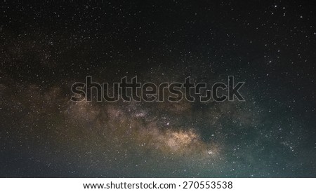 Dark late night clear sky view with the milky way and constellation  - long exposure technique