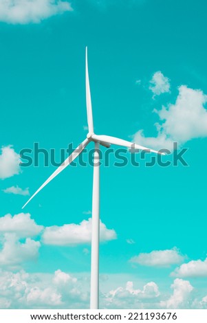 One Wind turbine generating electricity with Sky