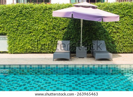 Pool beds beside the public pool.