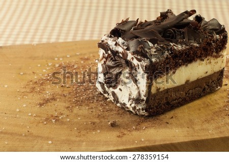Chocolate Mousse Cake on wooden plates