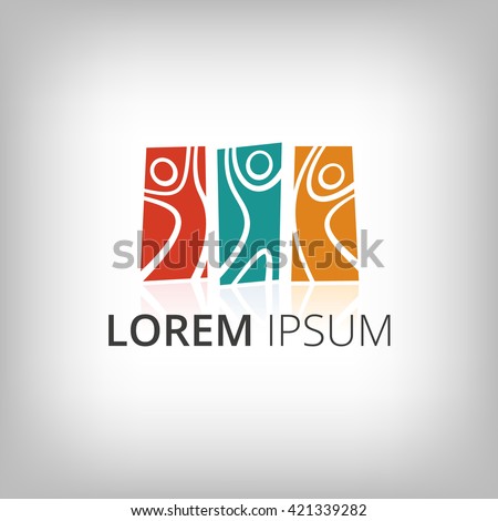Abstract people silhouettes. Vector logo design template. Concept for teamwork, business partnership, sport team.