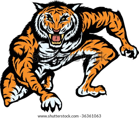Crouched tiger ready to attack.  Can be used for mascott or logo.