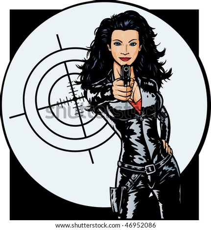 Sexy Secret Agent girl with target