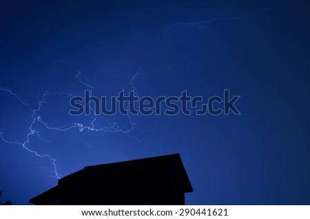 A lightning in the sky