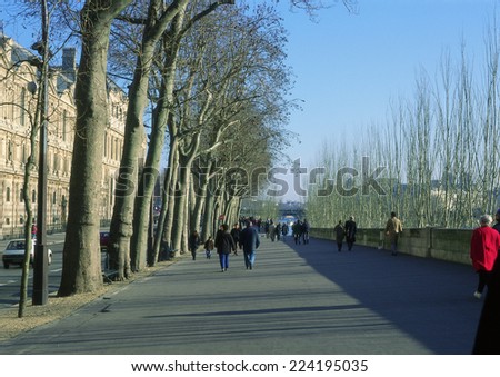 France, Paris, people walking on sidewalk