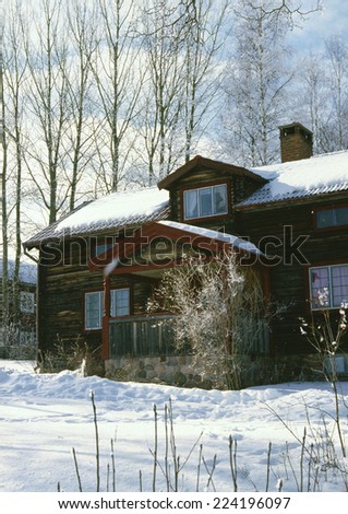 Sweden, house in snow
