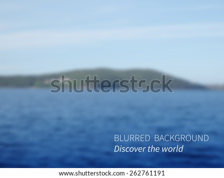 Vector.Blurred landscape, lake views mountains and sky.Seascape
