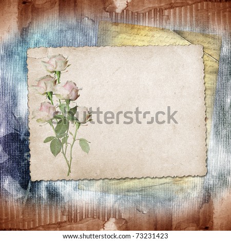 Vintage paper with a roses on the vintage background.