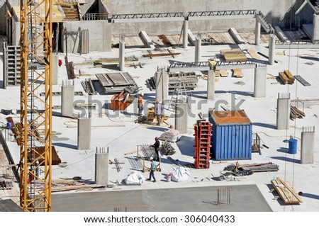 GENOA, ITALY - APRIL 16, 2014: View of a big urban construction site opened for the construction of underground parking.