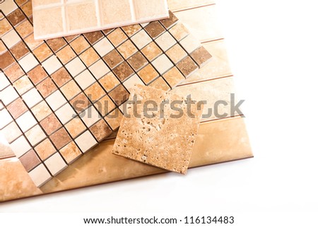Ceramic tiles for tiling on a white background