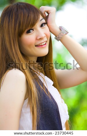 Portrait of the beautiful model smiling