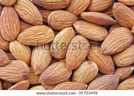 Close up image of shelled almond nuts. Ideal for background.