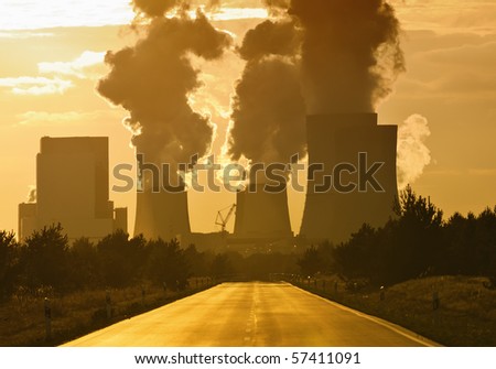 Generating Station with Cooling Towers at the end of the road