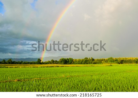 Rainbow after the rain Before sunset
